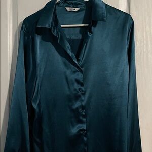 Chico's Deep Teal Satin Shirt